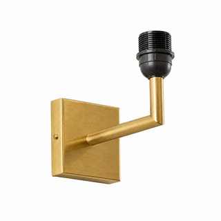 SQUARE BASE BRUSHED BRASS ROUND TUBE WALL LIGHT