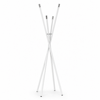 CROSSED-LEG COAT RACK 4 LEGS LACQUERED WHITE/POLISHED STAINLESS STEEL