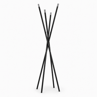 4 CROSSED LEGS COAT RACK BLACK LACQUERED/POLISHED STAINLESS STEEL