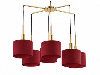 PLAFONNIER 6 LUMIÈRES LAITON POLI ARAIGNÉE