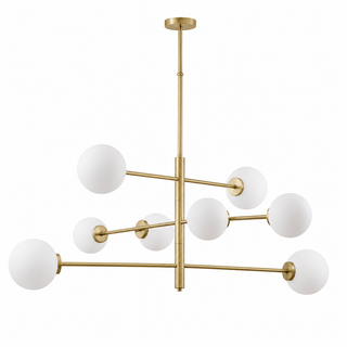 PLAFONNIER 8 LAMPES BOULES EN VERRE BRONZE BROSSÉ