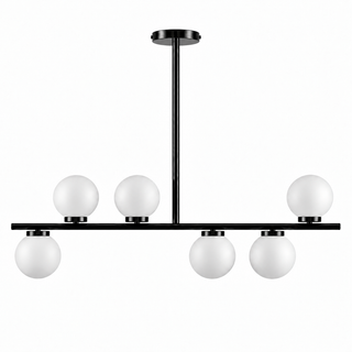 SUSPENSION PLAFOND LAQUÉ NOIR À 6 BOULES