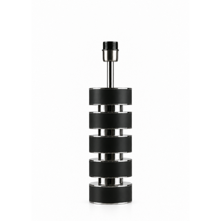 STAINLESS STEEL/BLACK LACQUERED TABLE CANDLE HOLDER