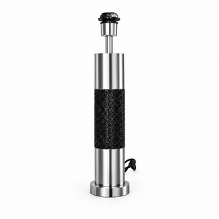 Cand. Mesa 1xE27 Inox Polido/Glitter Preto c/ base