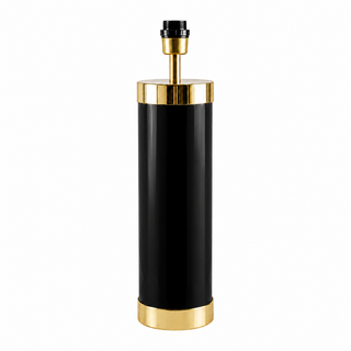 Lampe de table Tube 120 laquée noir avec collerettes laiton poli