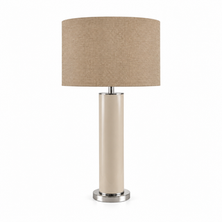 BEIGE LACQUERED TUBE/POLISHED STAINLESS STEEL TABLE BASE 76* 30