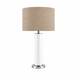 WHITE LACQUERED/POLISHED STAINLESS STEEL TUBE TABLE CAND. 76* 30
